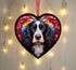 Cocker Spaniel Black & White Stained Glass Effect Heart Suncatcher